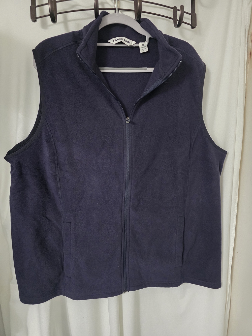Lands' End Ladies Navy Fleece Vest - Zip Front 1x